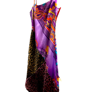 VINTAGE purple black orange cheetah print animal print dress Large